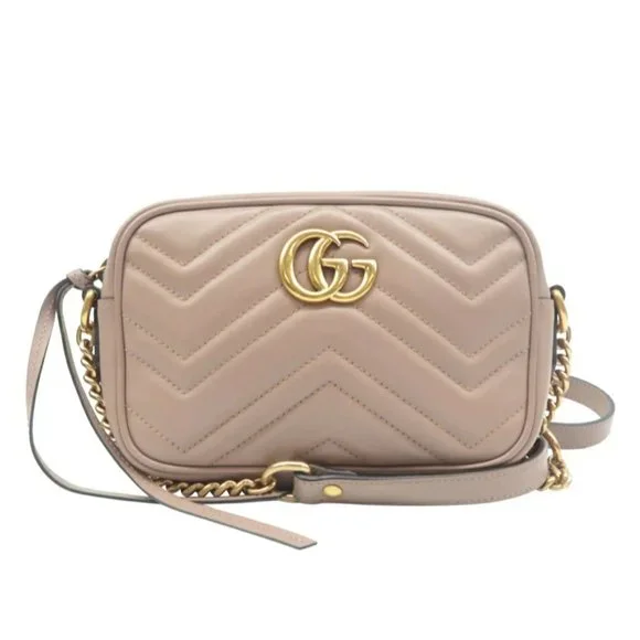 100 Authentic GUCCI Beige GG Marmont Leather Crossbody Bag